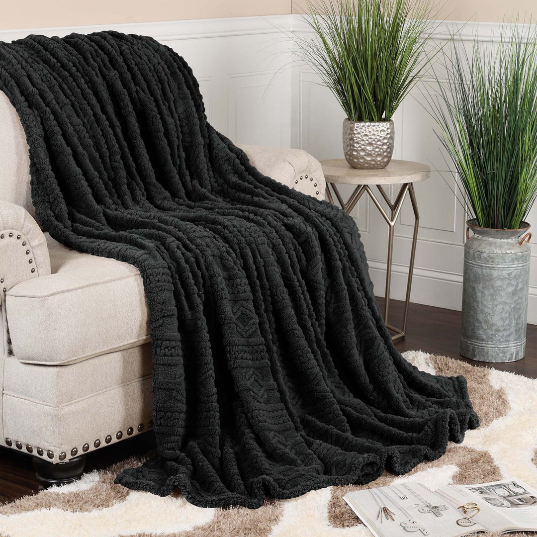 Arctic Boho Jacquard Plush Fluffy Fleece Blanket