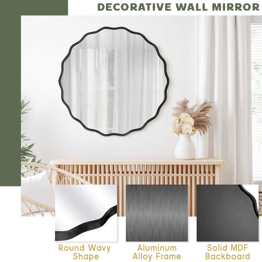 Aluminum Alloy Framed Wavy round Wall Mirror
