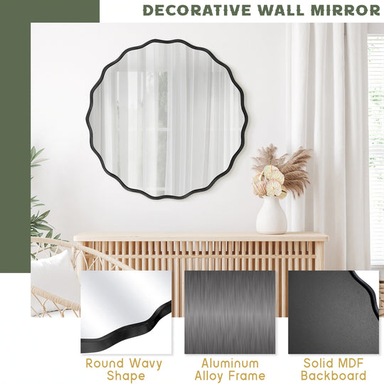 Aluminum Alloy Framed Wavy round Wall Mirror