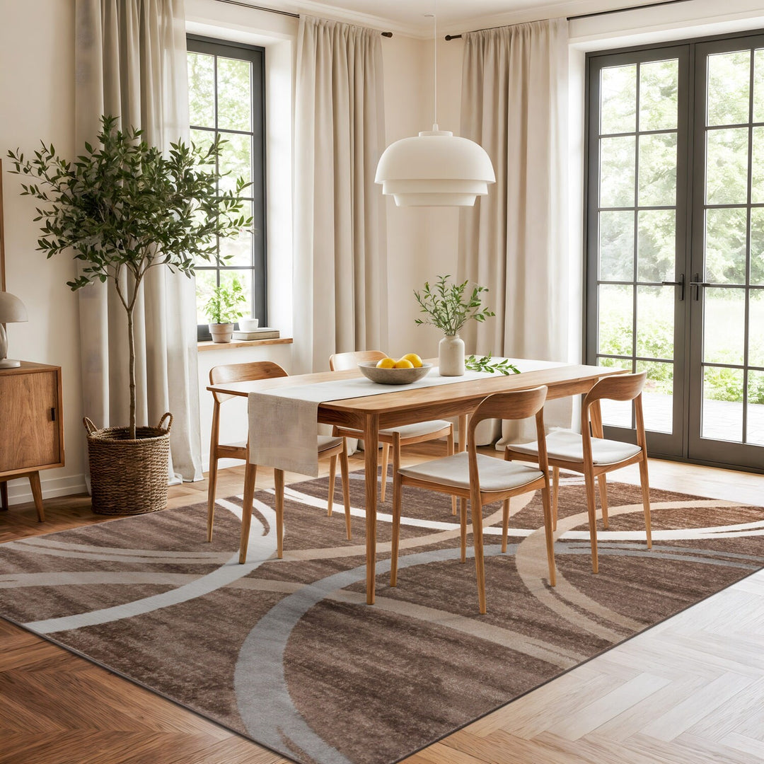 Contemporary Abstract Circles Design Area Rug