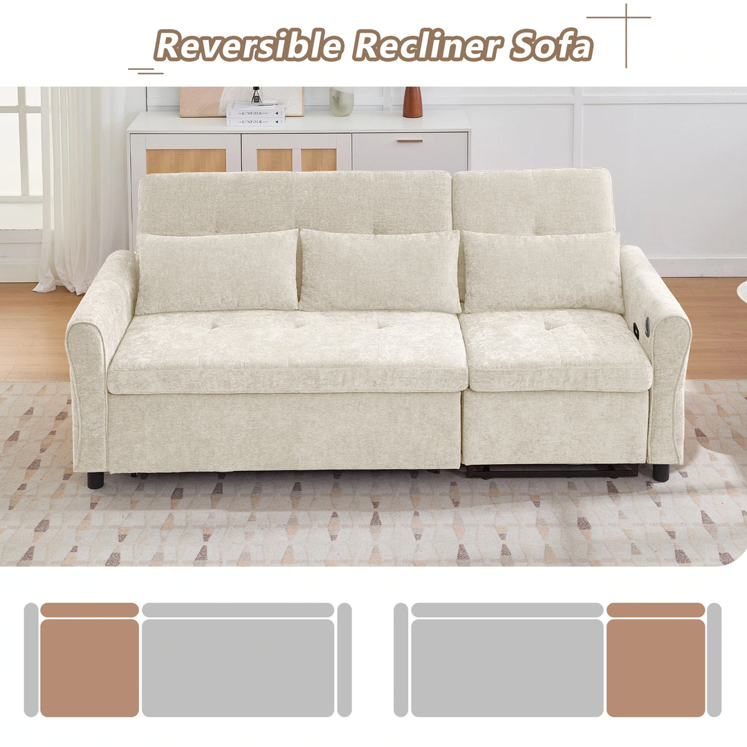 2-In-1 Sofa with Pull-Out Sleeper & Reversible Recliner by