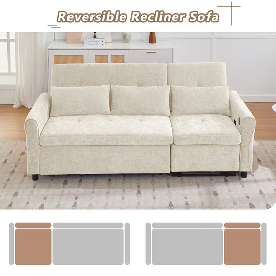 2-In-1 Sofa with Pull-Out Sleeper & Reversible Recliner by