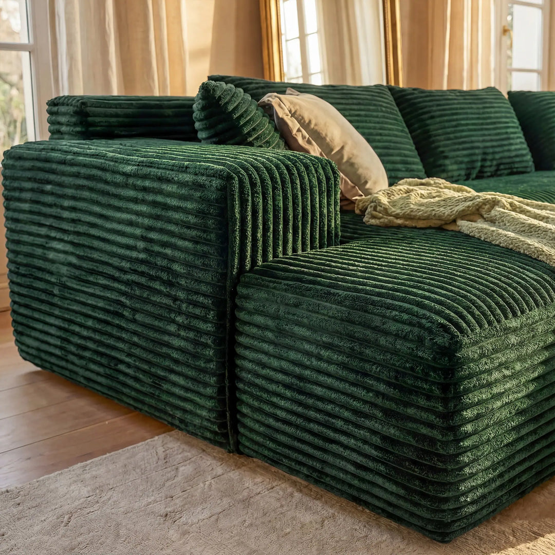 Oversized Modular Sectional Sofa, No Assembly Required, Corduroy Fabric, Deep Seat Cloud Couch with Chaise Foam Sofa