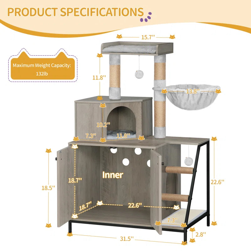 Drelynn Wood Litter Box Enclosure