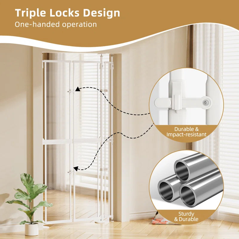 75"-98" Extra Tall Cat Gate, Clear Width Adjustable Pressure Mounted Pet Safety Gate with Auto-Close, No Drilling for Stairs, Kitchen, Hallway