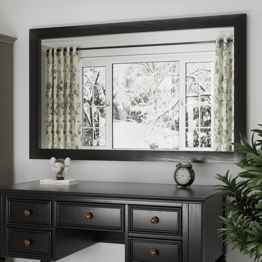 Farmhouse Barn Door Solid Wood Frame Bathroom Vanity Wall Mirror