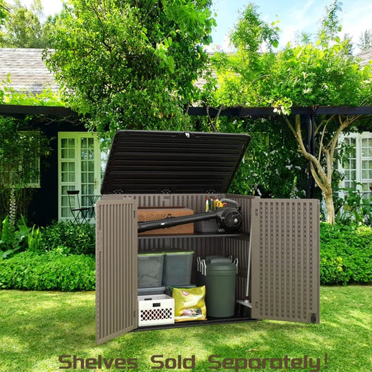 255 Gallons Resin Outdoor Storage Cabinet, Waterproof & Lockable