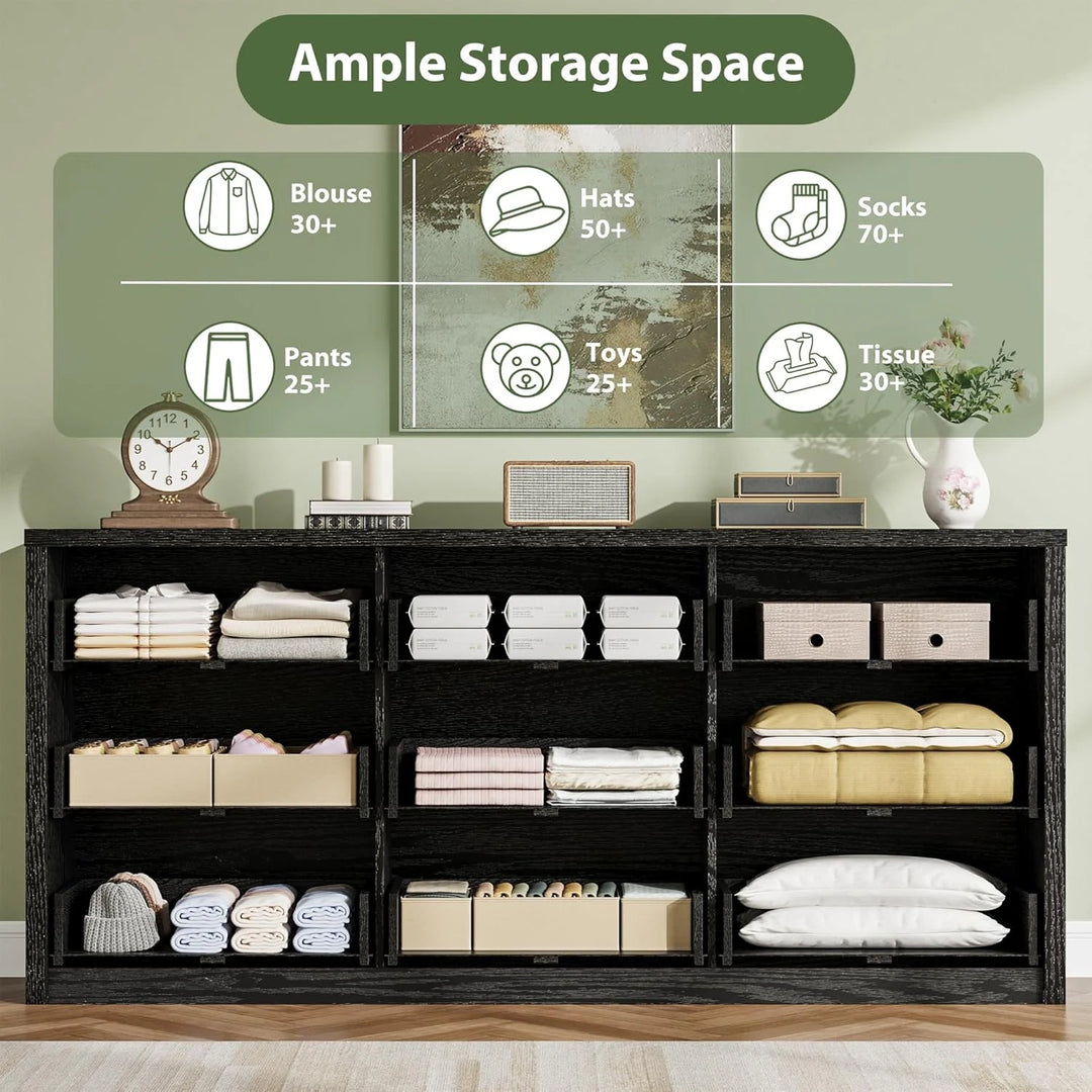 7-Drawer Dresser for Bedroom,Wide Wood Chest with Handle-Free Design,Modern Storage Cabinet for Living Room or Entryway