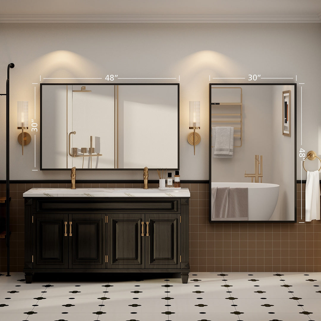 Modern Metal Framed French Cleat Mounted Wall Bathroom Vanity Mirror