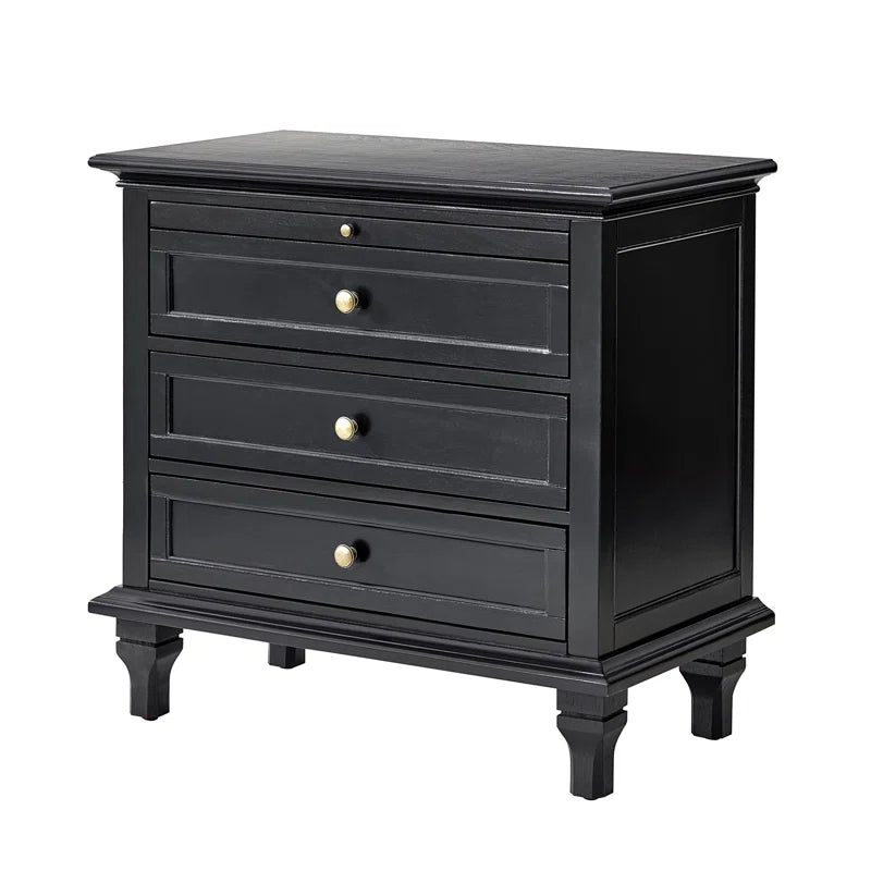 Arthelia Traditional 28.37''W 3-Drawer End Table with Charging Station and Pull-Out Shelf