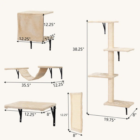 Wall-Mounted Cat Tree Shelves
