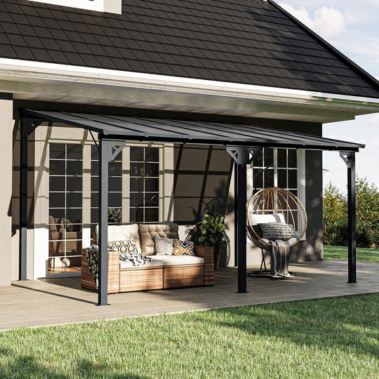 14 Ft. W X 10 Ft. D Aluminum Pergola with Canopy