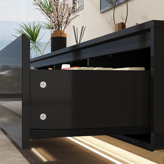 Chic Led-Lit Media Console for Stylish Homes Entertainmnet Center - 70.9"