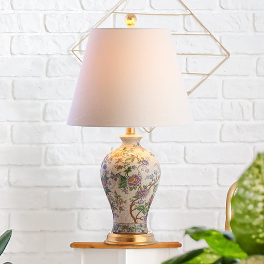 Grace 24" Floral LED Table Lamp, Multi/Brass