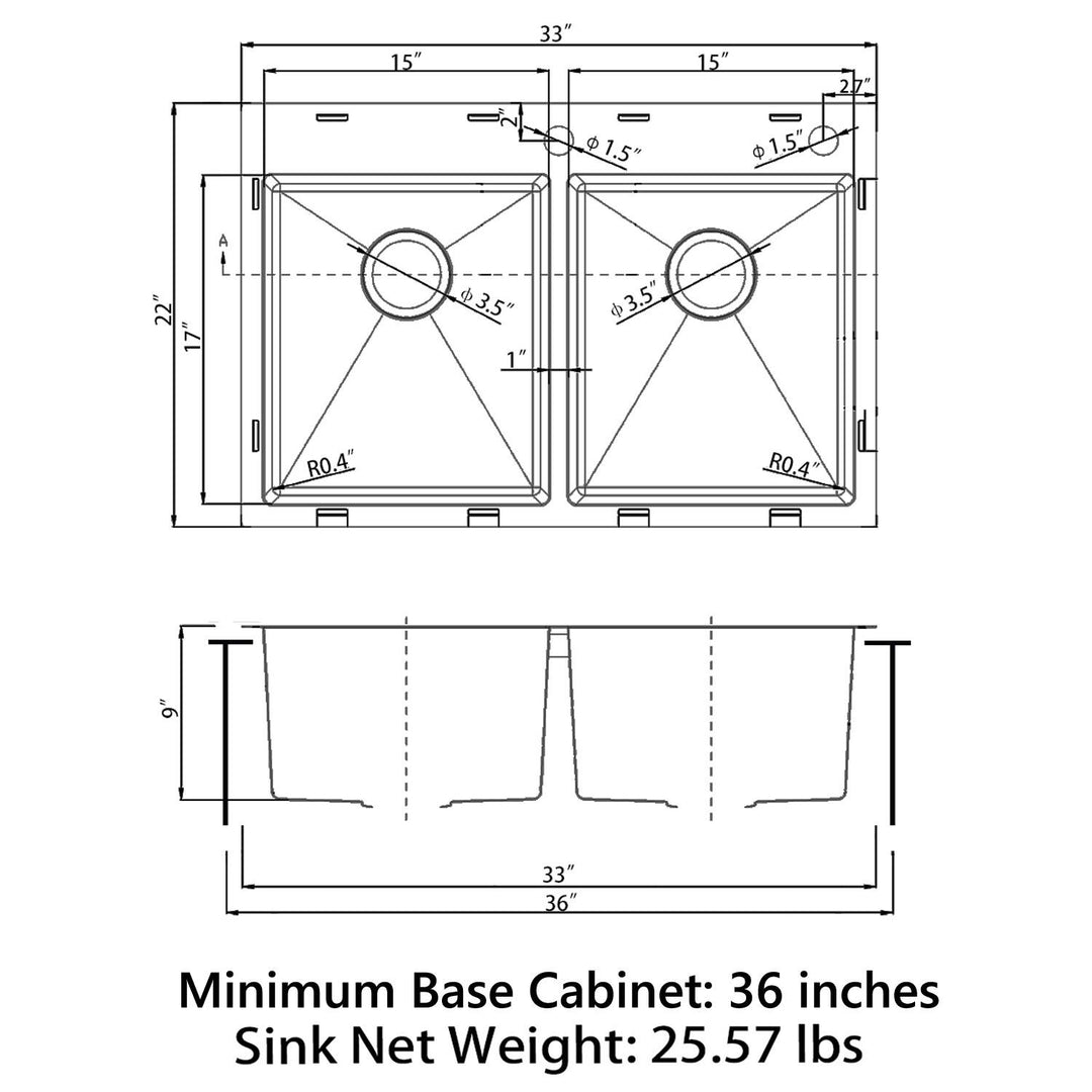 Drop in Double Bowl 304 Stainless Steel Kitchen Sink