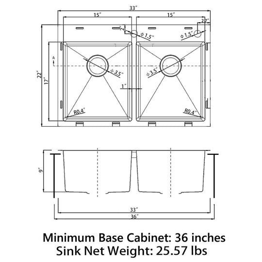 Drop in Double Bowl 304 Stainless Steel Kitchen Sink