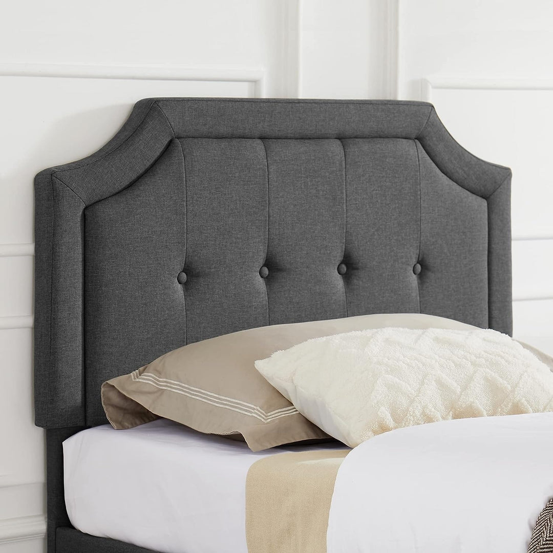Javlergo Modern Upholstered Bed Frame with Height Adjustable Headboard Heavy-Duty Frame No Box Spring Needed