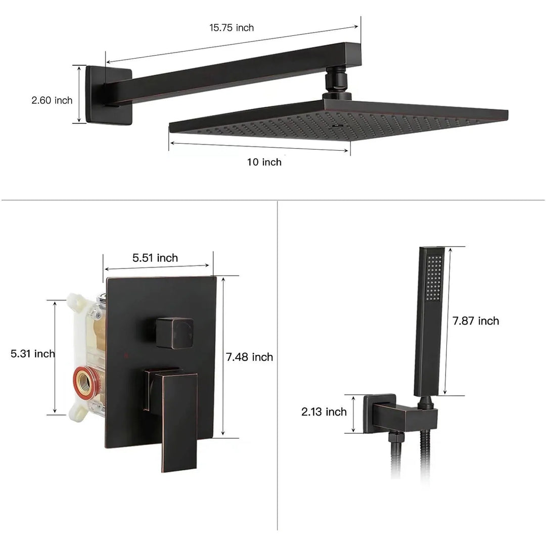 Rain Shower Faucet System Head Oil Rubbed Bronze with 10 Inch