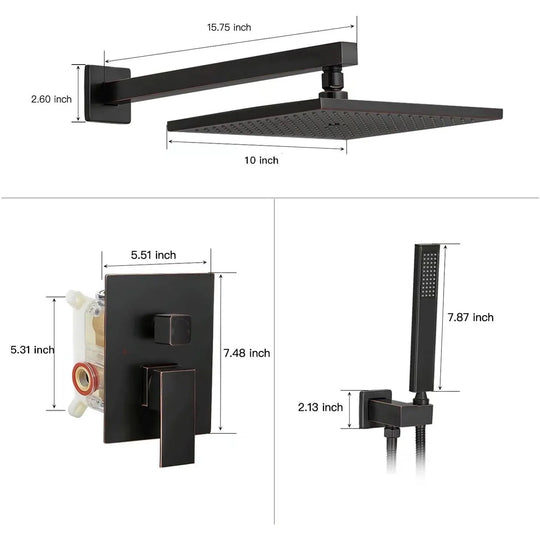 Rain Shower Faucet System Head Oil Rubbed Bronze with 10 Inch