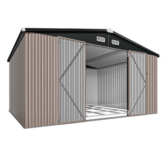 Outdoor Metal Storage Shed with Subfloor Channels ,Lockable Door, Vents for Patio