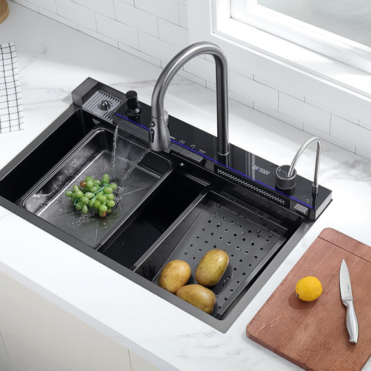 304 Stainless Steel Waterfall Kitchen Sink Set with Pull-Down Faucet KS2206 (Series)