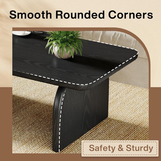 Farmhouse Rustic round Edge Rectangle Coffee Table