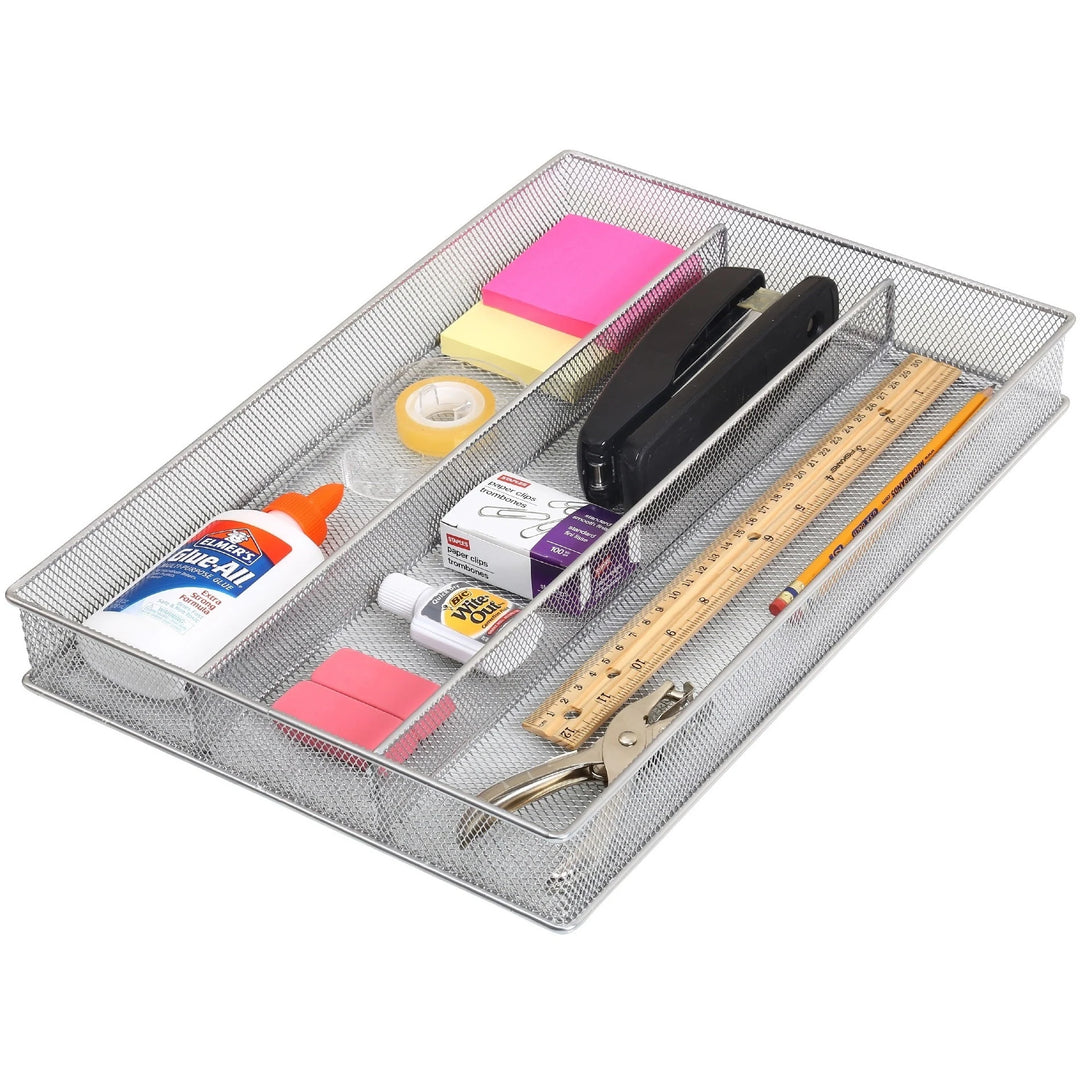 Silver Mesh Cutlery and Flatware Organizer a Stylish and Functional Addition to Your Kitchen