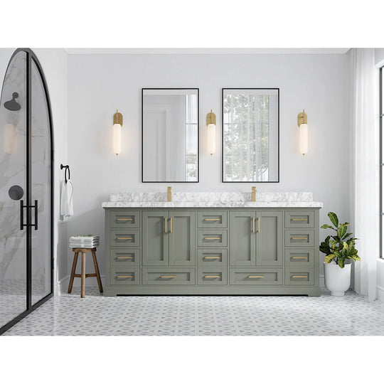 Willow Collection 84 in W X 22 in D X 36 in H Boston Double Bowl Sink Bathroom Vanity with Countertop