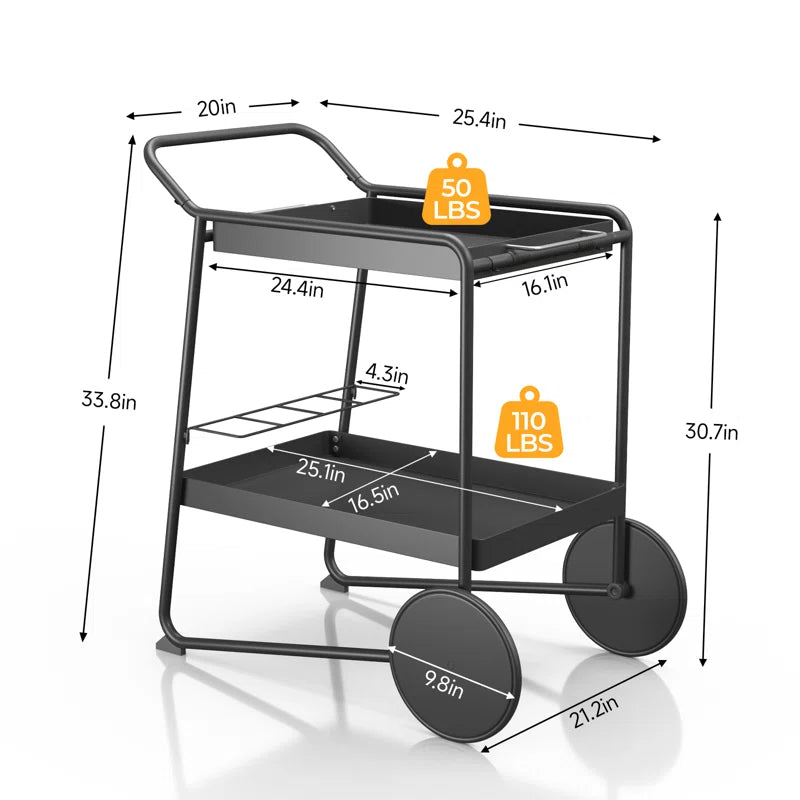 2 Tiers Kitchen Serving Bar Cart