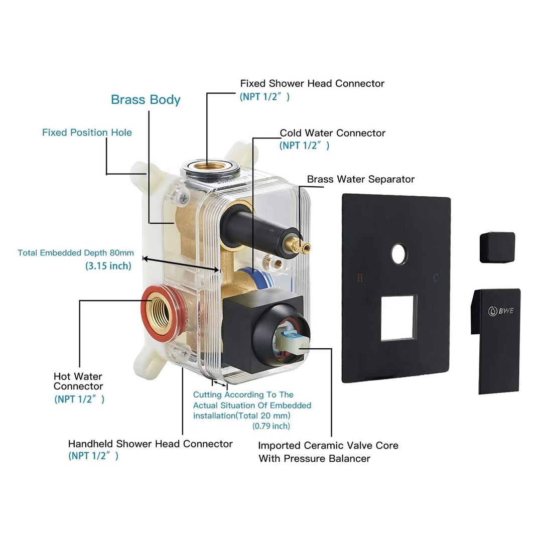 Rain Shower Faucet System Head Oil Rubbed Bronze with 10 Inch
