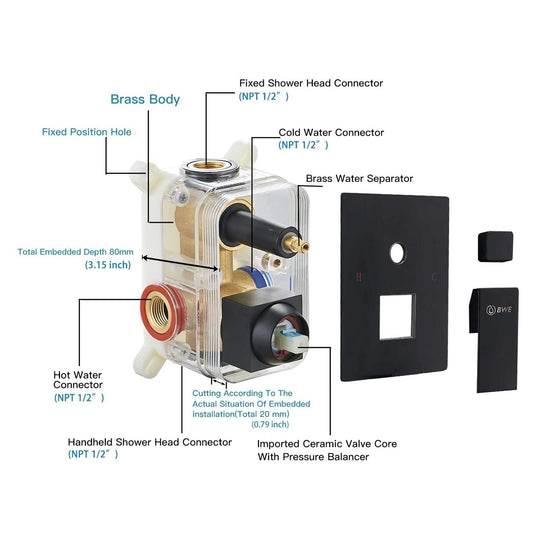 Rain Shower Faucet System Head Oil Rubbed Bronze with 10 Inch