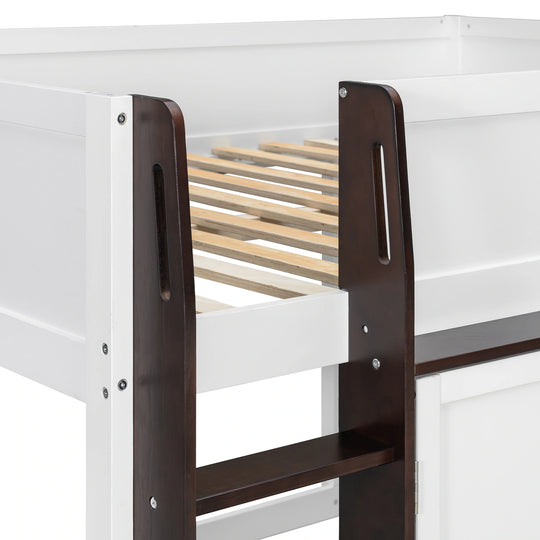 Full Loft House Bed with Playhouse Storage Modern Wood Cabin Bed for Kids