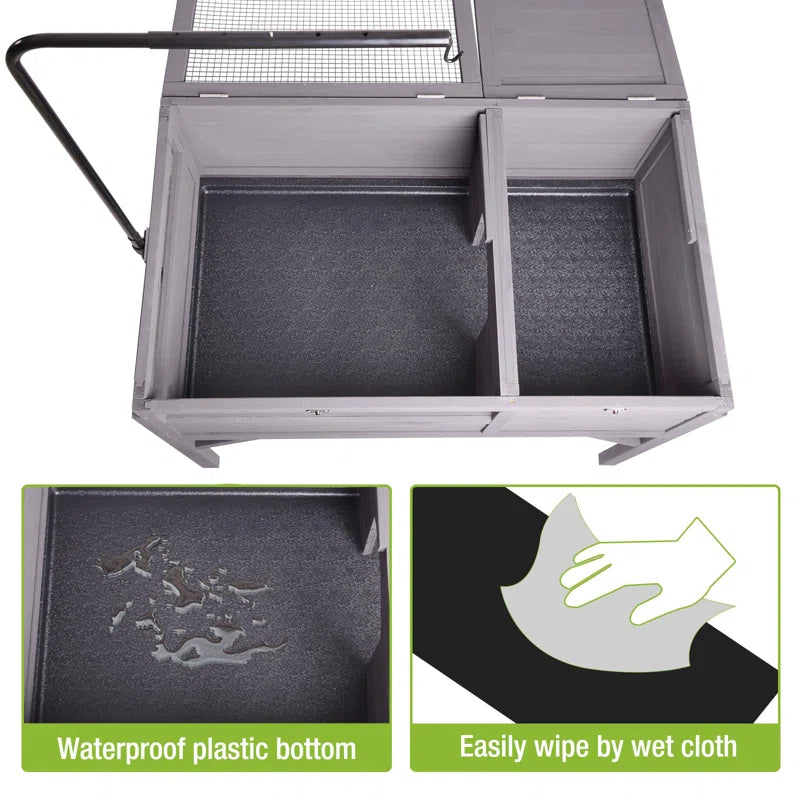 Tortoise House Indoor Tortoise Enclosure Habitat Wooden Turtle Cage with Lamp Holder Raised Detachable Legs