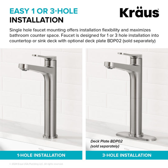Indy Single Handle Vessel Bathroom Faucet with Pop up Drain