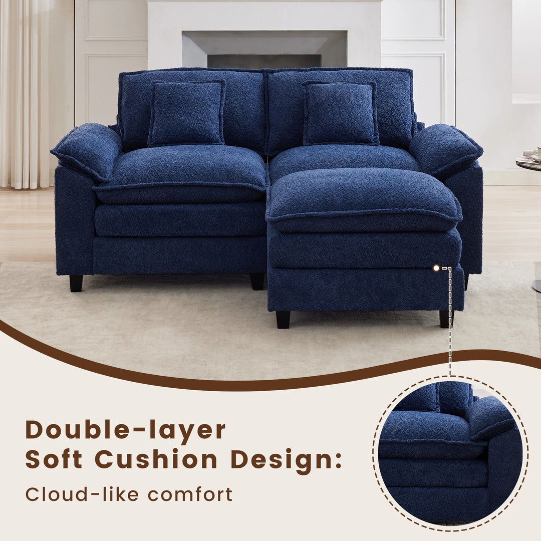 Modular Chenille Sectional Sofa with Ottomans, Deep Seat, Wide Padded Armrests, 2-Seat / 3-Seat / 4-Seat Options