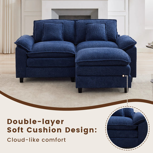 Modular Chenille Sectional Sofa with Ottomans, Deep Seat, Wide Padded Armrests, 2-Seat / 3-Seat / 4-Seat Options