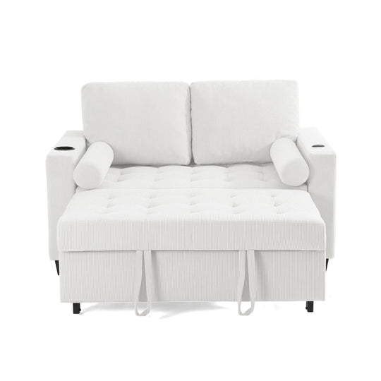 3-In-1 Pull-Out Sleeper Sofa Bed Convertible Adjustable Multi-Functional Loveseat with USB Port