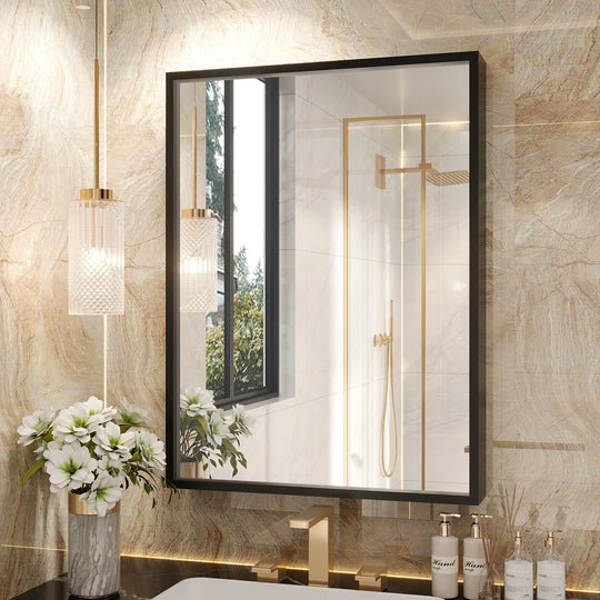 Modern Metal Framed French Cleat Mounted Wall Bathroom Vanity Mirror