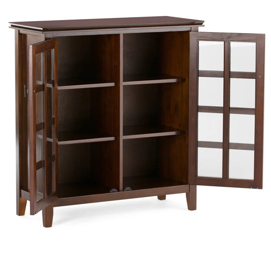 Artisan 38"W Solid Wood Transitional Medium Storage Cabinet with Glass Doors and Adjustable Shelves