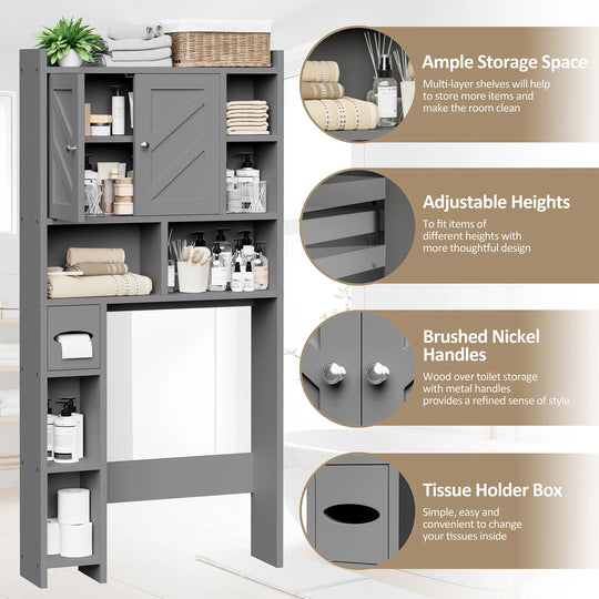 Over-The-Toilet Bathroom Storage Cabinet with Tissue Holder