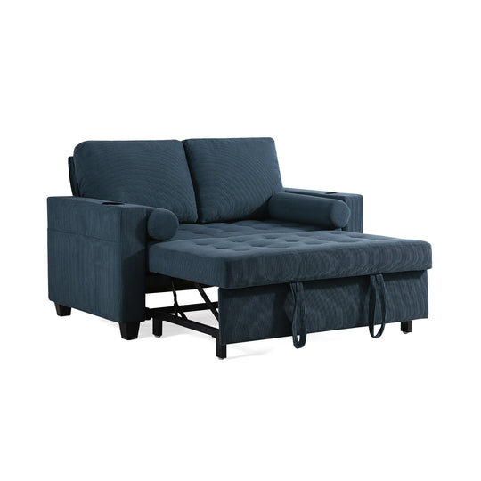 3-In-1 Pull-Out Sleeper Sofa Bed Convertible Adjustable Multi-Functional Loveseat with USB Port