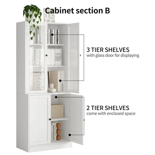 Kitchen Pantry Storage Cabinet, White(47.2"W X 71"H X 17.7"D)
