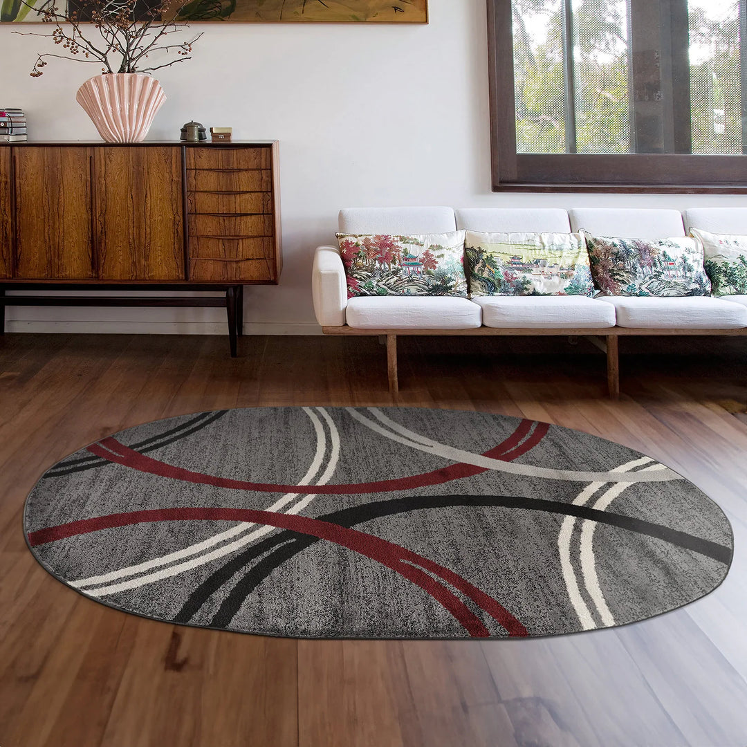 Contemporary Abstract Circles Design Area Rug