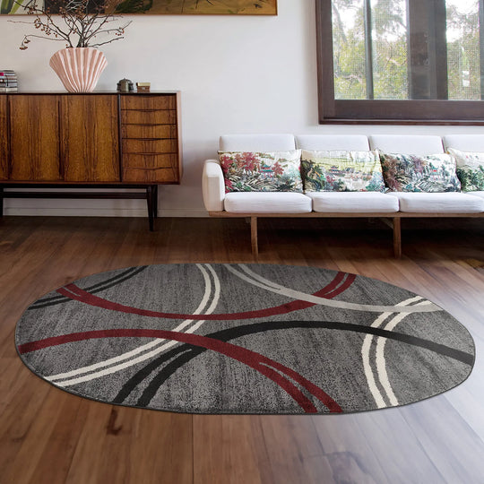Contemporary Abstract Circles Design Area Rug