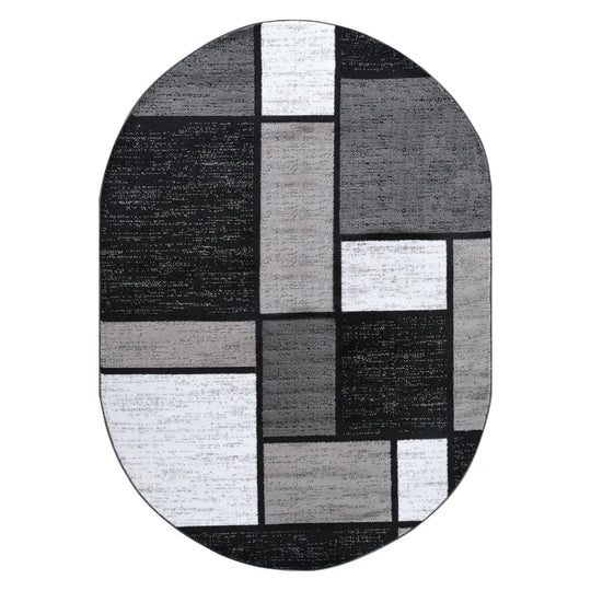 Astika Woven Geometric Gray/White/Black Area Rug – Modern Polypropylene Carpet for Living Room, Bedroom, or Office
