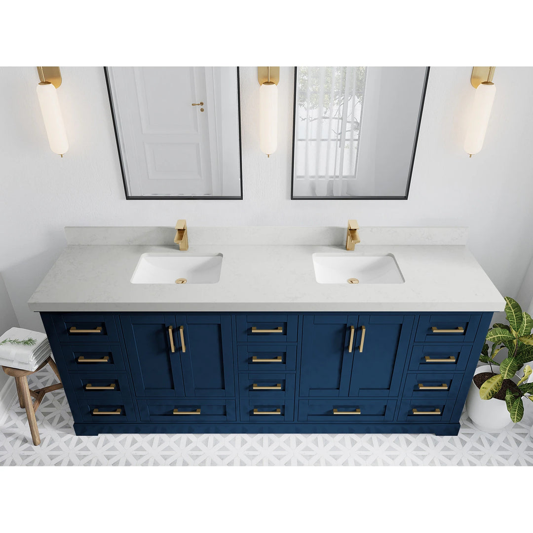 Willow Collection 84 in W X 22 in D X 36 in H Boston Double Bowl Sink Bathroom Vanity with Countertop