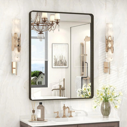 Aluminum Alloy Framed Tempered Glass Wall Decor Vanity Bathroom Mirror