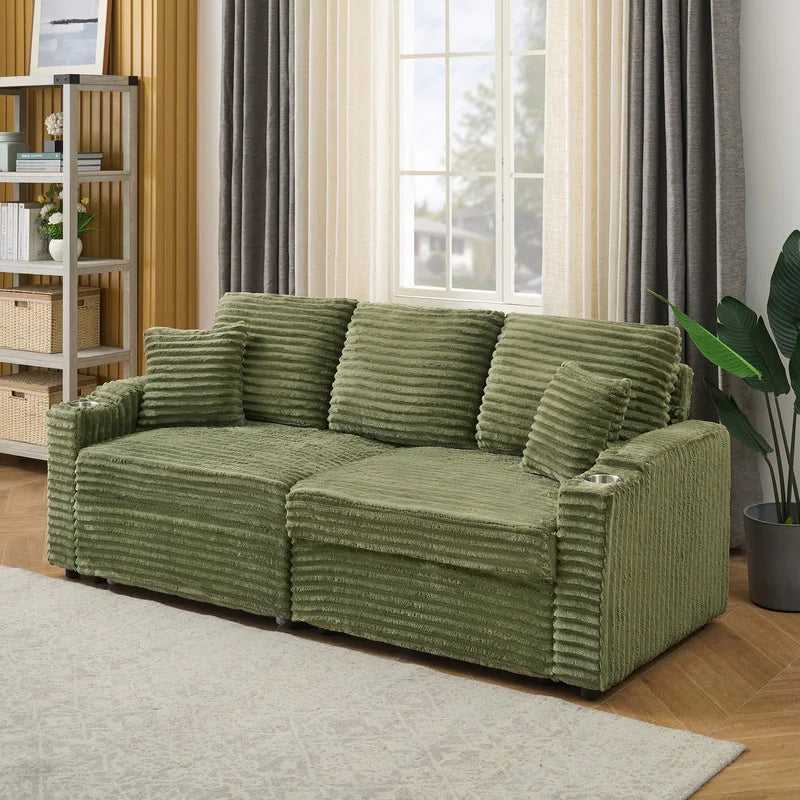 80" Cordylona Sofa, Cup Holder, Ottoman Storage