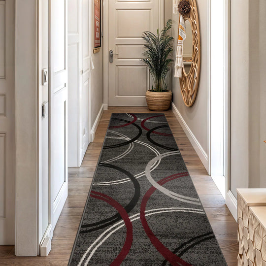Contemporary Abstract Circles Design Area Rug