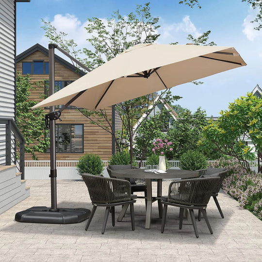 9 Ft Square 360 Degree Rotation Patio Cantilever Umbrella